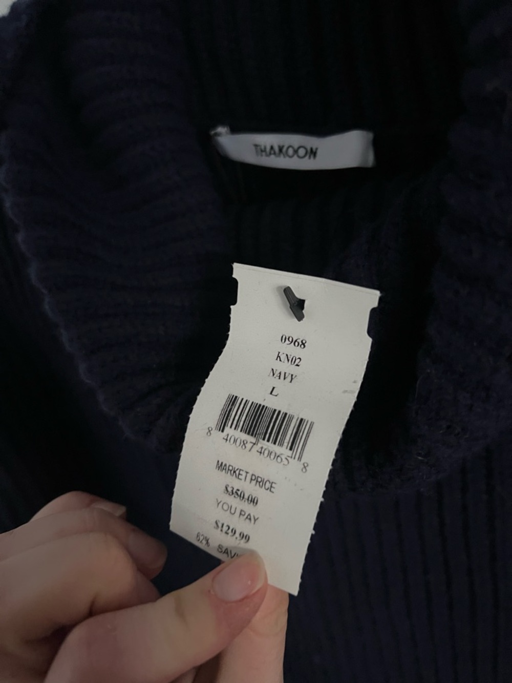 NWT Thakoon Navy Ribbed Turtleneck Pullover, size large - Picture 8 of 8